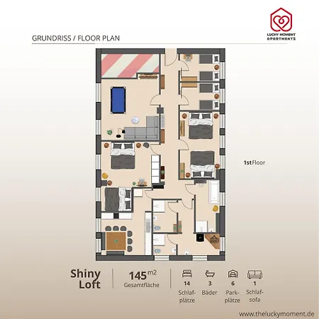 Shiny Loft Fuer Bis Zu14, Sauna, Billardtisch, 3 Badezimmer アパート